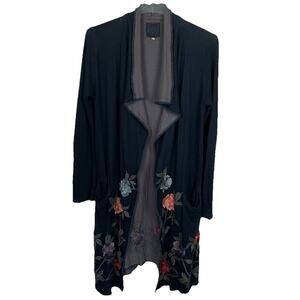 Johnny Was Biya Cardigan Woman's Small Dark Teal Long Duster Embroidered Floral